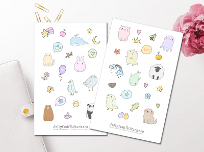 Niedliche Tiere Sticker Set